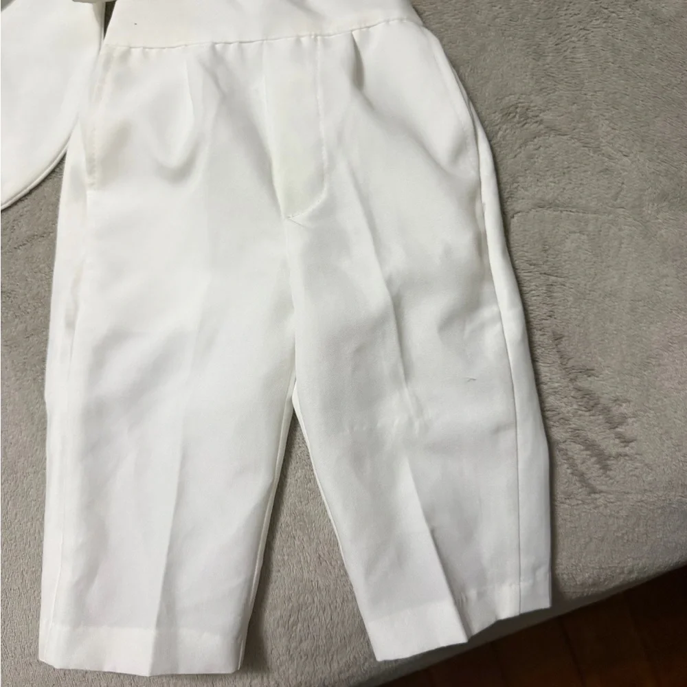 Beau Elegant White Baby boy white tuxedo like new